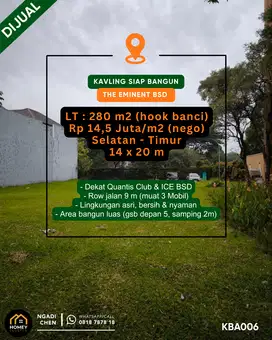 Dijual Kavling Hook Banci 280m² The Eminent BSD City