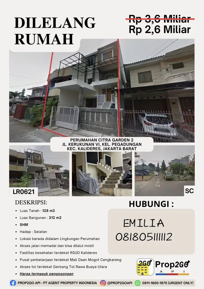 LELANG RUMAH CITRA GARDEN  , Kalideres, Jakarta Barat
