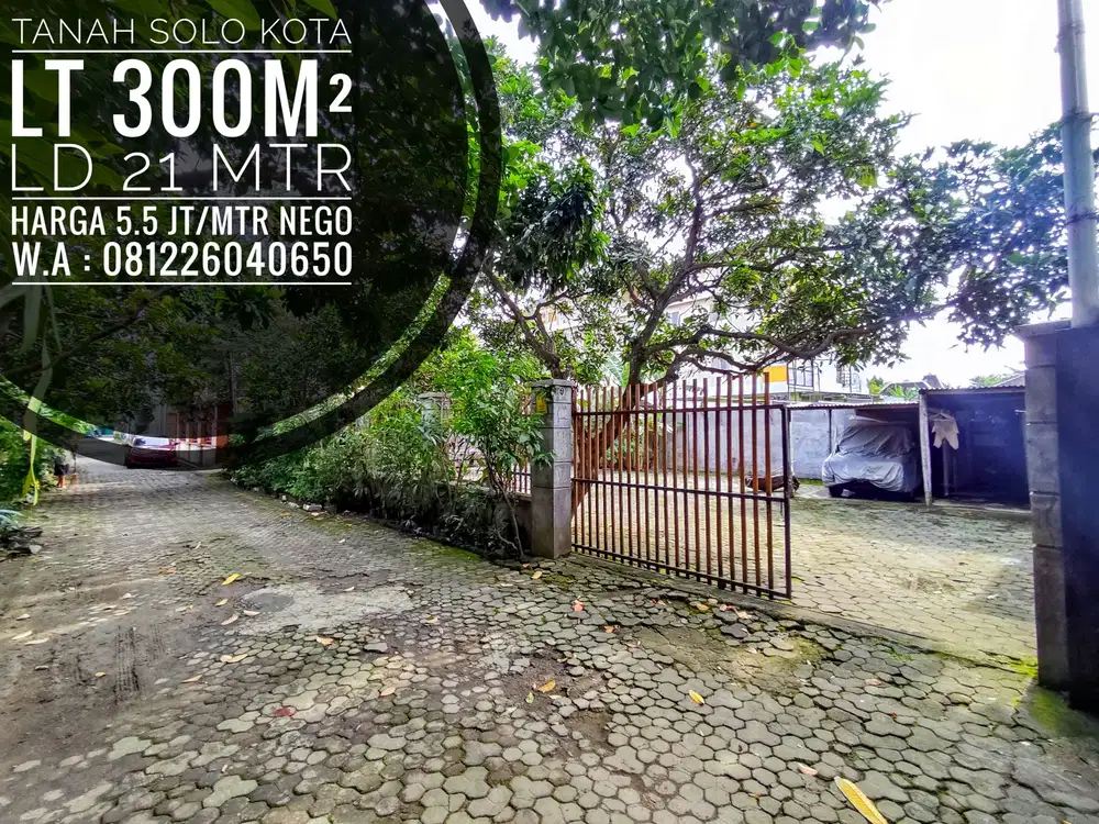 Jual Tanah Area Jajar Solo Kota, Dekat Hotel Alila, Solo Square