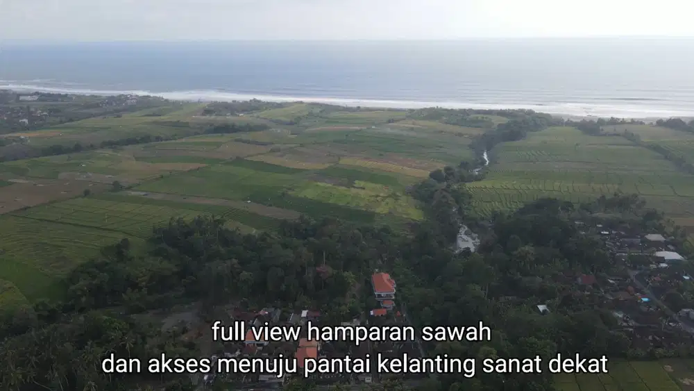 Tanah 3450m2 Full View Sawah di Pantai Kelating Tabanan