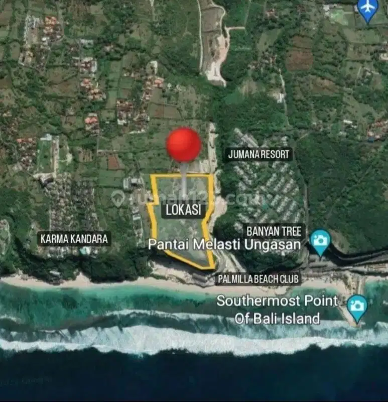 Tanah los tebing pantai melasti ungasan, lokasi strategis