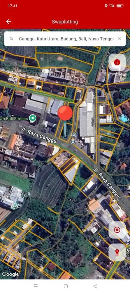 Tanah Komersil 550m2 di Jalan Raya Utama Canggu Bali Cocok Usaha