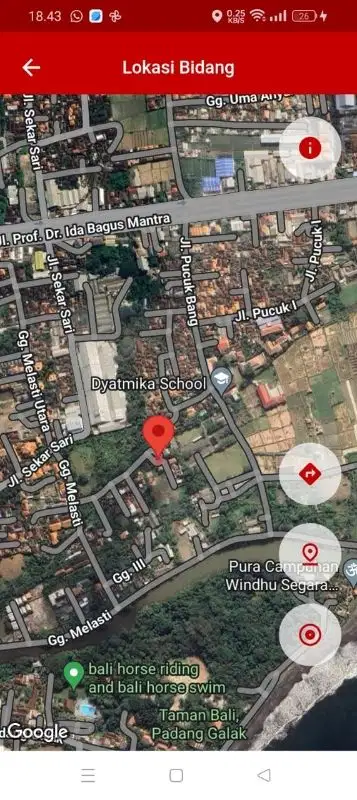 Tanah kecil lokasi strategis di Sanur akses jalan 5 meter