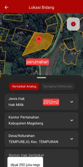 Dijual tanah perumahan di ngandong, tempuran