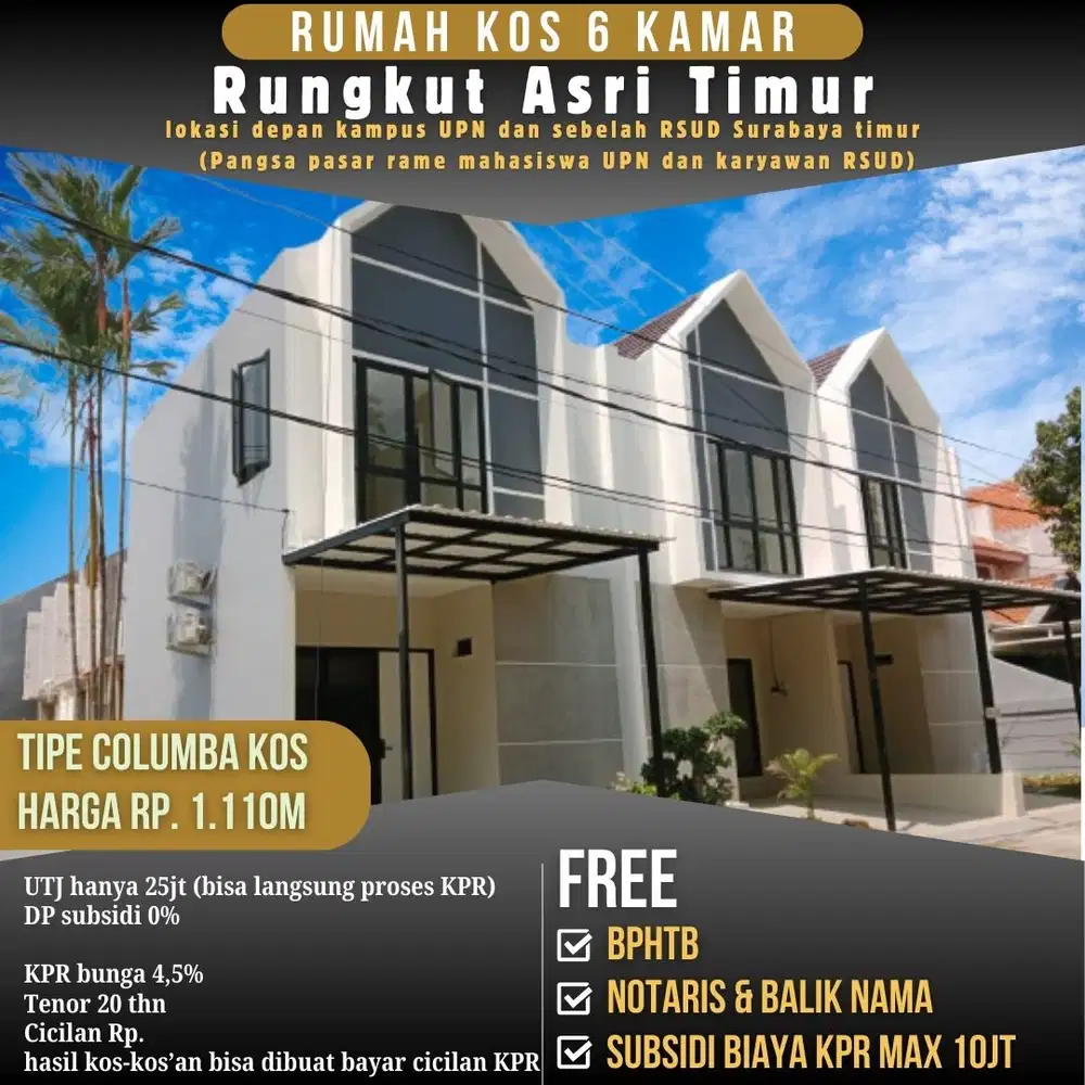 DIJUAL RUMAH KOS ONLY 1 M an