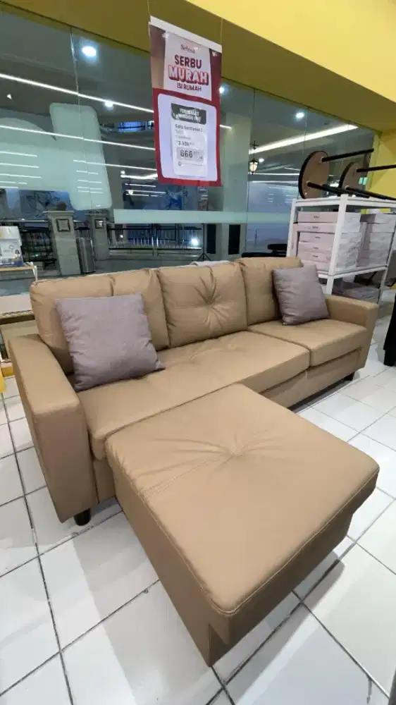 Promo sofa L kulit sintetis