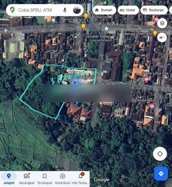 Tanah di jalan suweta sentral ubud, akses jalan 5 meter