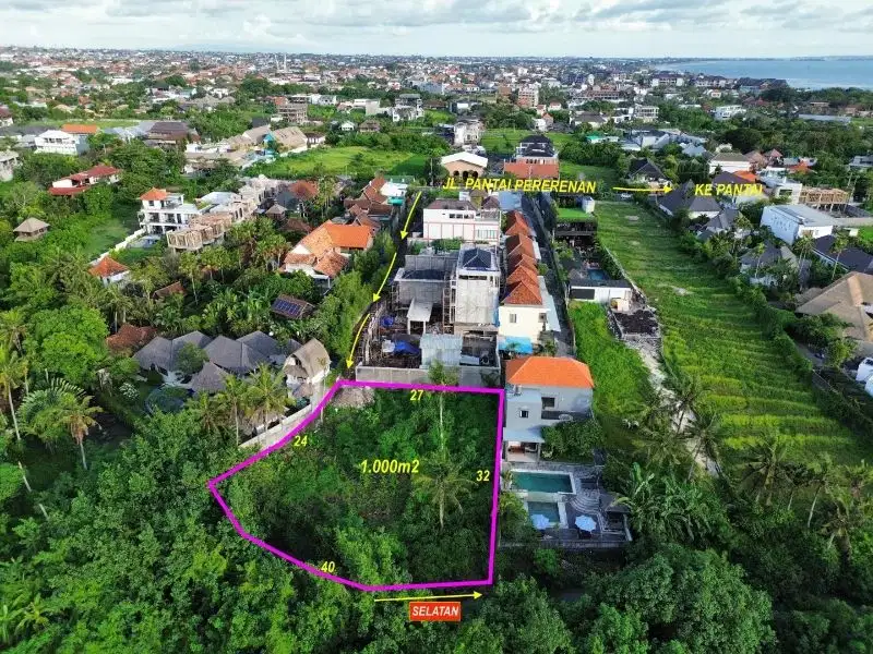 tanah full view sawah dan sunset, 500 meter ke pantai pererenan