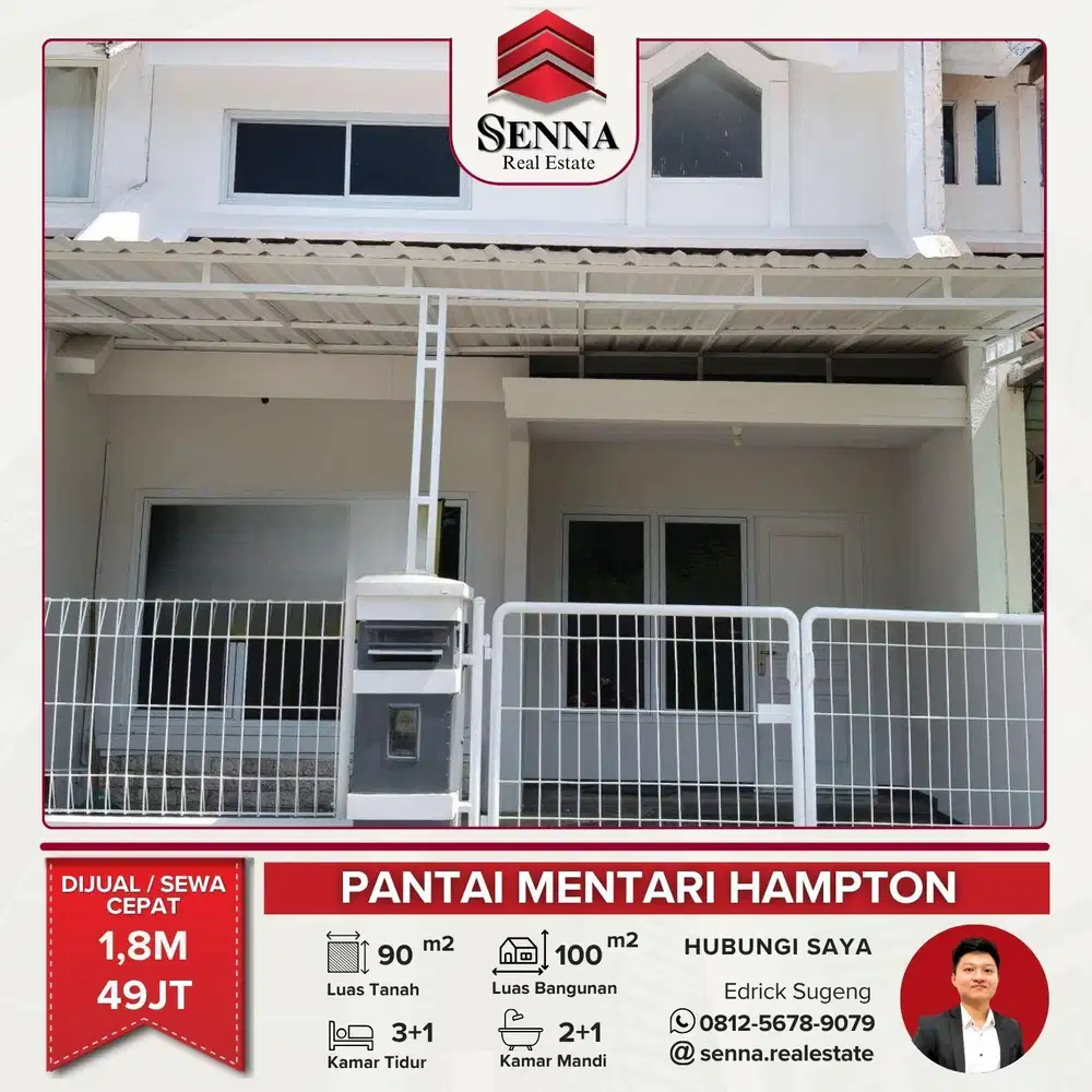 DIJUAL / SEWA CEPAT BUTUH UANG RUMAH BAGUS SIAP HUNI PANTAI MENTARI