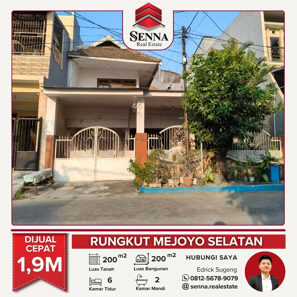 DIJUAL CEPAT BUTUH UANG RUMAH BAGUS RUNGKUT MEJOYO SELATAN