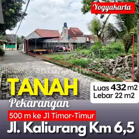 Tanah Jogja Jl Kaliurang Km 6,5 Sedan Lt 432 m2 Lebar 22 m SHM