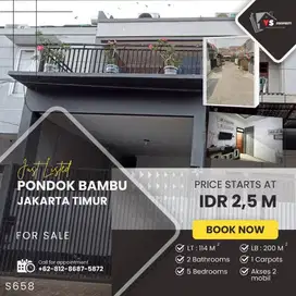PD BAMBU DUREN SAWIT RUMAH MINIMALIS MODERN SIAP HUNI AKSES 2 MBL S658