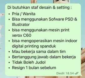 Staf Desain & Setting Printing
