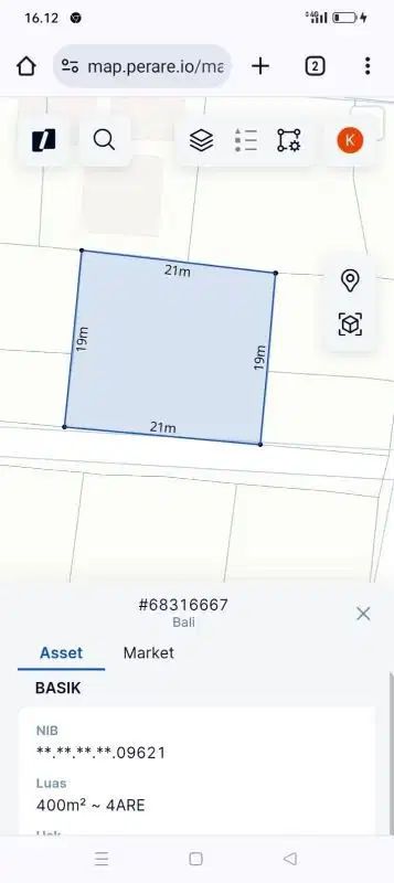 Tanah lingkungan villa mewah di Canggu, akses jalan 6 meter aspal