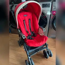 Made in Italy Stroller Peg Perego Pliko P3 Merah Red Preloved Lipat