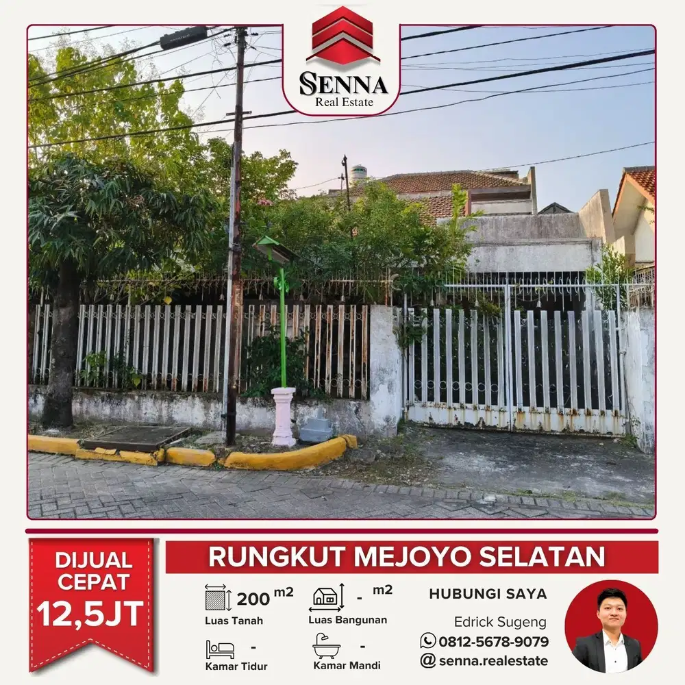 DIJUAL CEPAT BUTUH UANG TANAH BAGUS RUNGKUT MEJOYO SELATAN
