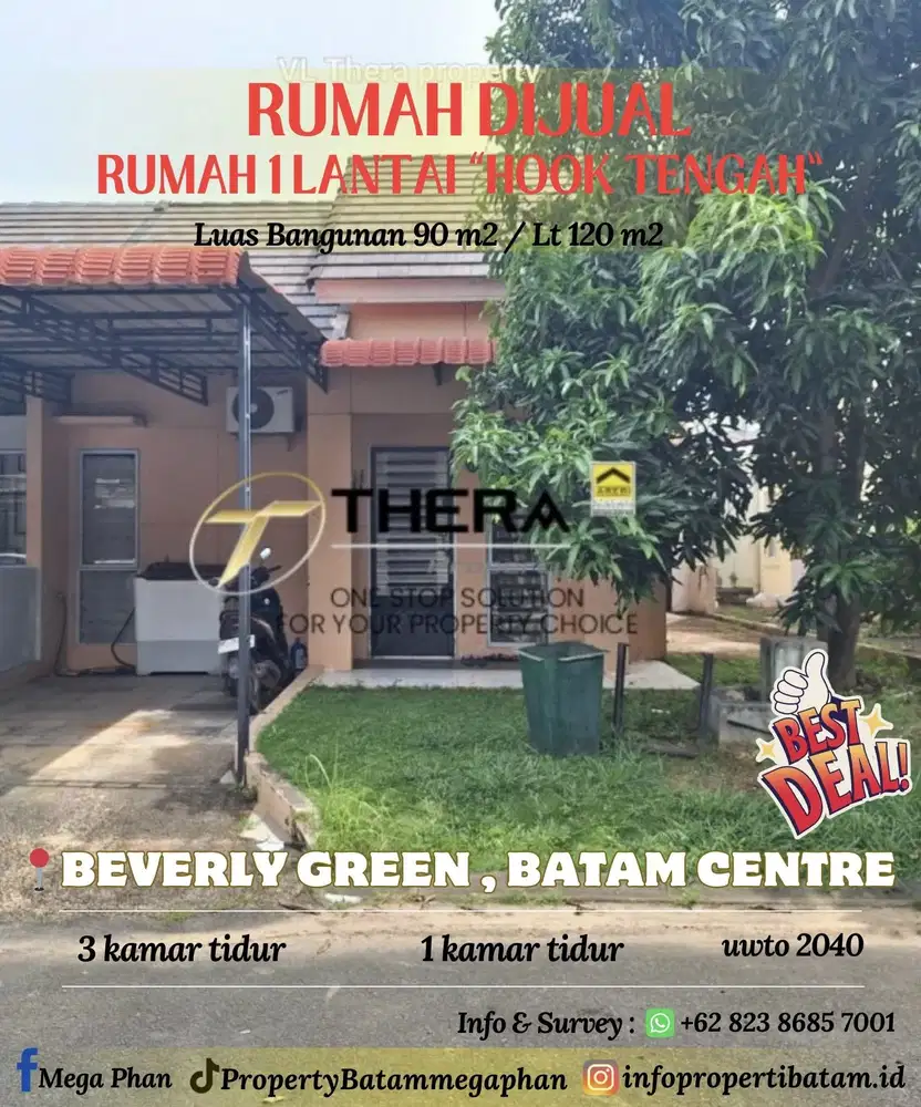 Dijual Rumah hook Tengah 1 lantai di Beverly Green