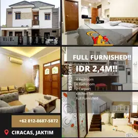 CIRACAS JAKTIM RUMAH 2 LT FULL FURNISHED AKSES 2 MOBIL IDR 2,4 M 276