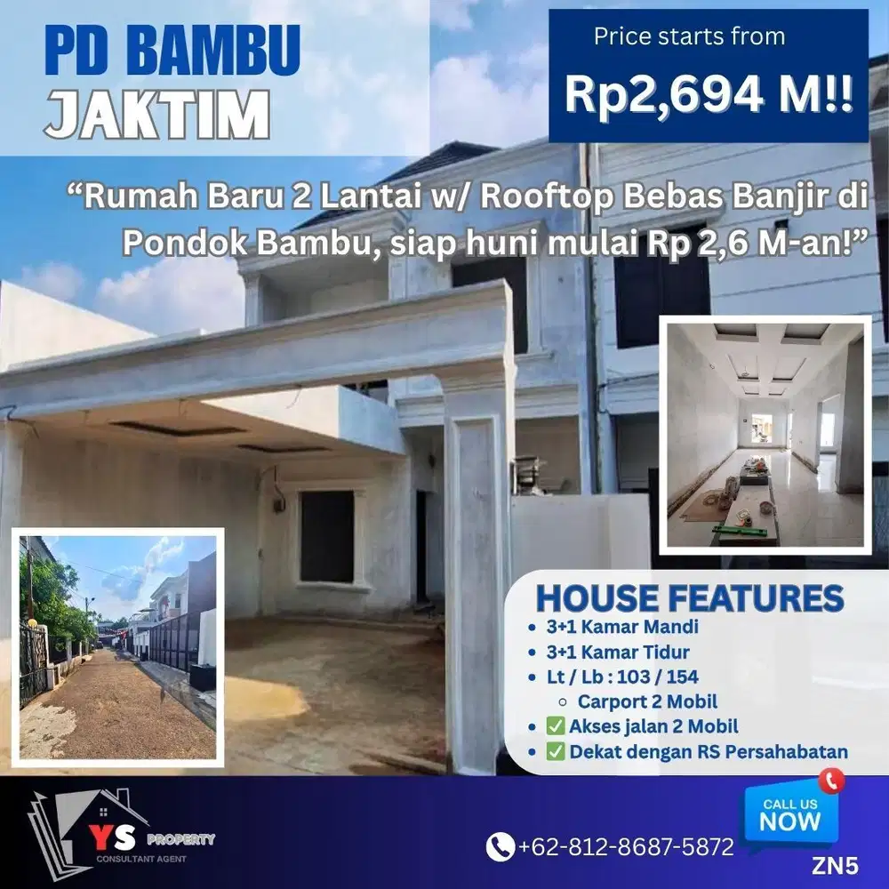 PONDOK BAMBU JAKTIM RUMAH CLASSIC MENAWAN 2 LT ON PROGRESS ZN5