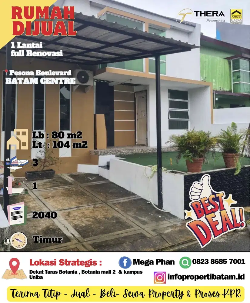 Rumah Dijual siap Huni Hadap timur di pesona Boulevard Batam Centre