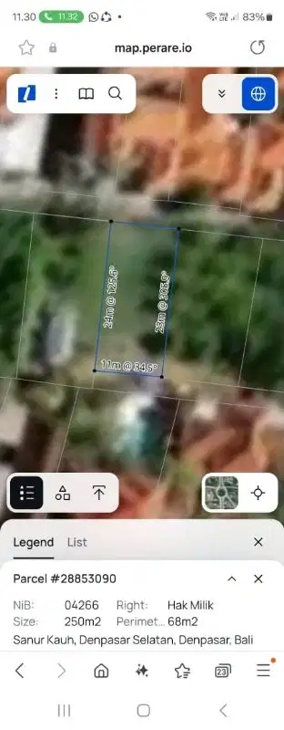 Tanah kecil kawasan villa mewah di Sanur, akses jalan 4 meter