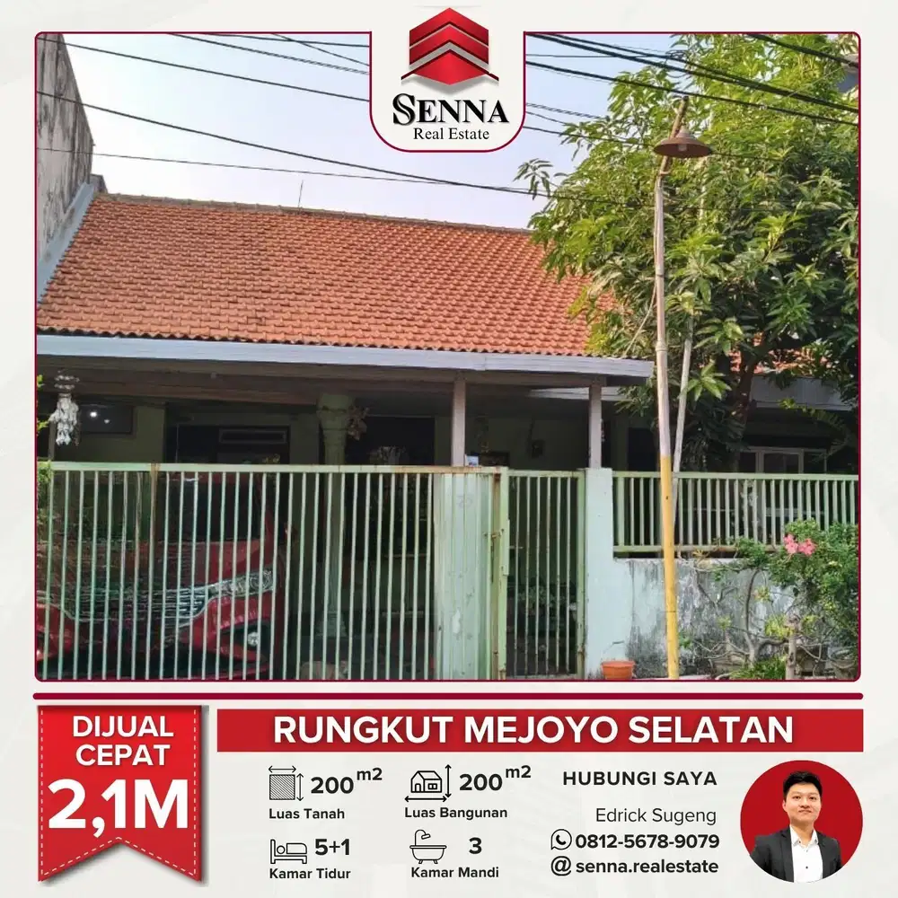 DIJUAL CEPAT BUTUH UANG RUMAH BAGUS RUNGKUT MEJOYO SELATAN