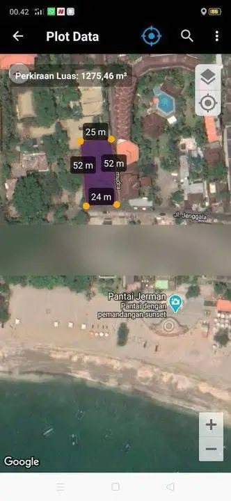 tanah murah di jalan raya wana segara kuta, 50 meter ke pantai kuta