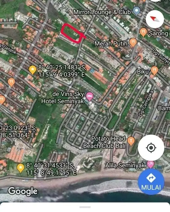 Tanah di jalan utama cendrawasih Seminyak, 600 meter ke pantai