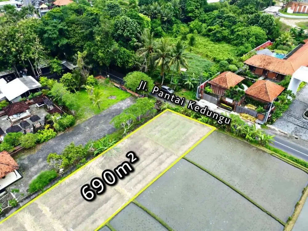 Tanah 690m2 View Sawah di Jalan Utama pantai Kedungu