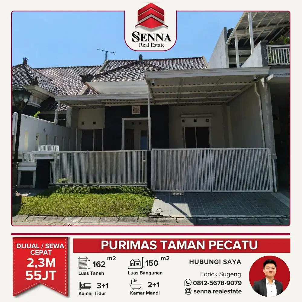 DIJUAL  / SEWA CEPAT BUTUH UANG RUMAH BAGUS PURIMAS TAMAN PECATU