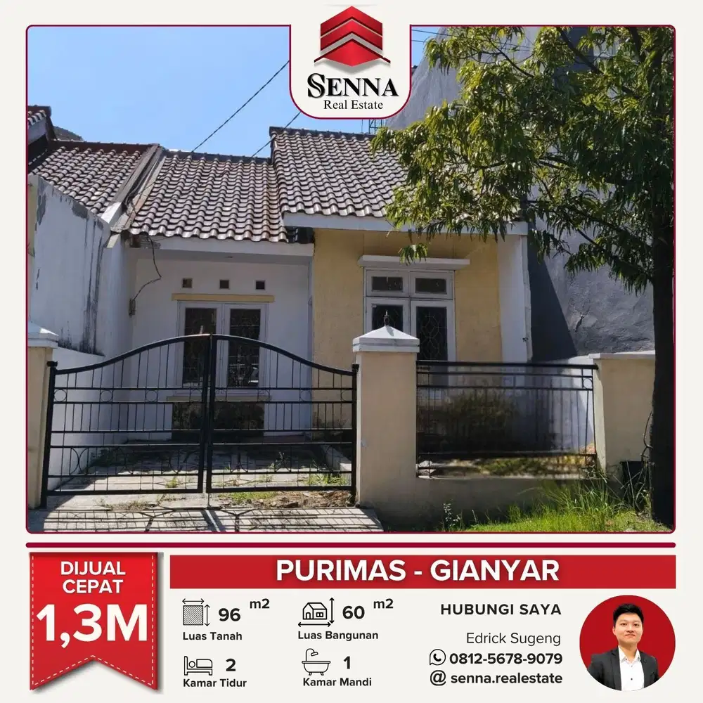DIJUAL CEPAT BUTUH UANG RUMAH BAGUS PURIMAS TAMAN GIANYAR