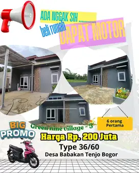Rumah 2 Kamar Tidur Dan Taman Di Dalam Cluster