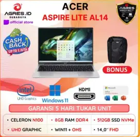 Laptop Acer Aspire LITE AL414 Intel N100 8Gb Cicilan DP 0
