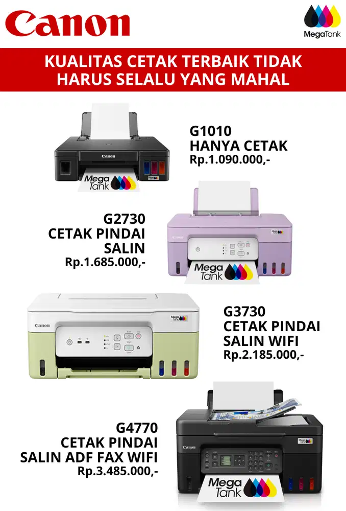 Berbagai Macam Seri Printer Terbaik Canon PIXMA G Series