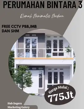 3 unit LG rmh 2 lnt dlm komplek nempel pondok kopi