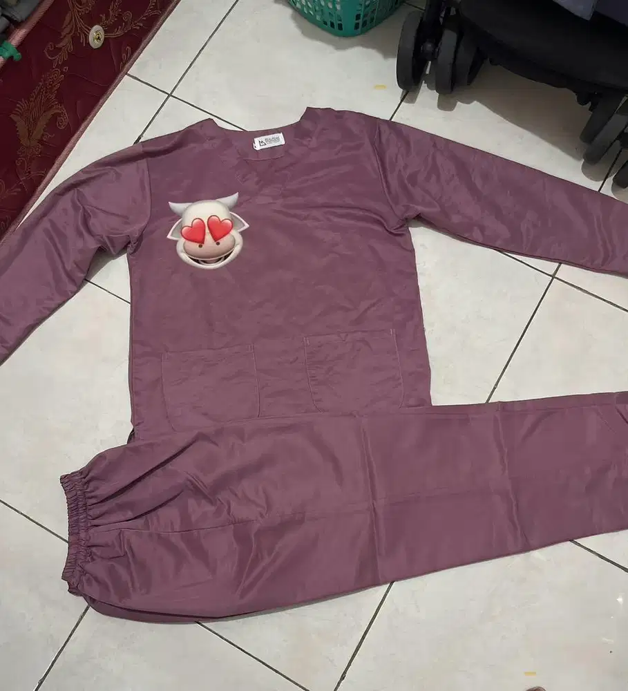 Baju atasan bawahan warna pink peach ukuran M