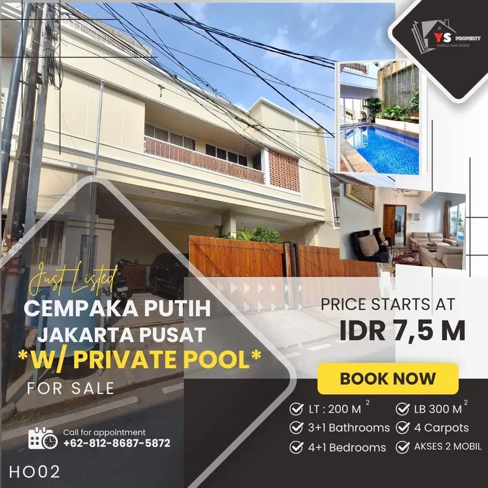 CEMPAKA PUTIH JAKPUS, RUMAH MEWAH 2 LT DENGAN KOLAM RENANG H02