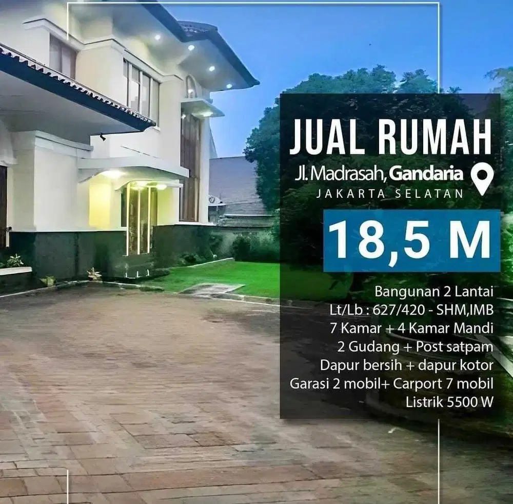 Rumah 2 lantai di Gandaria Selatan Cilandak Jakarta Selatan