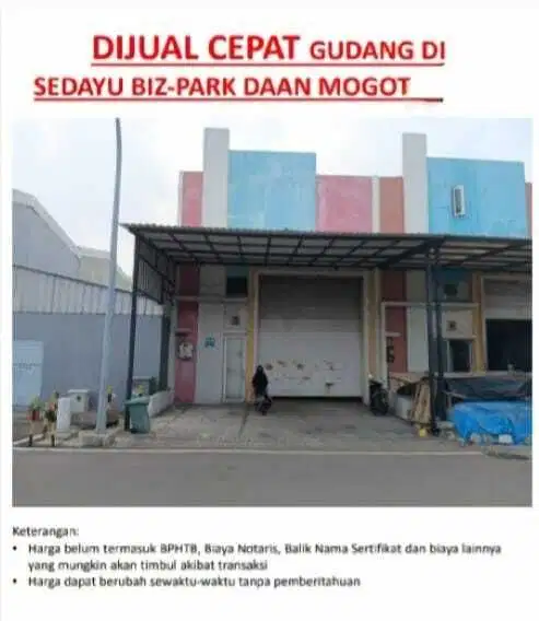 DIJUAL GUDANG SEDAYU BIZPARK