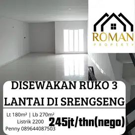 DISEWAKAN RUKO 3 LANTAI DI SRENGSENG COCOK UTK KANTOR