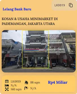 RUKO 4 LANTAI, PADEMANGAN, JAKARTA UTARA