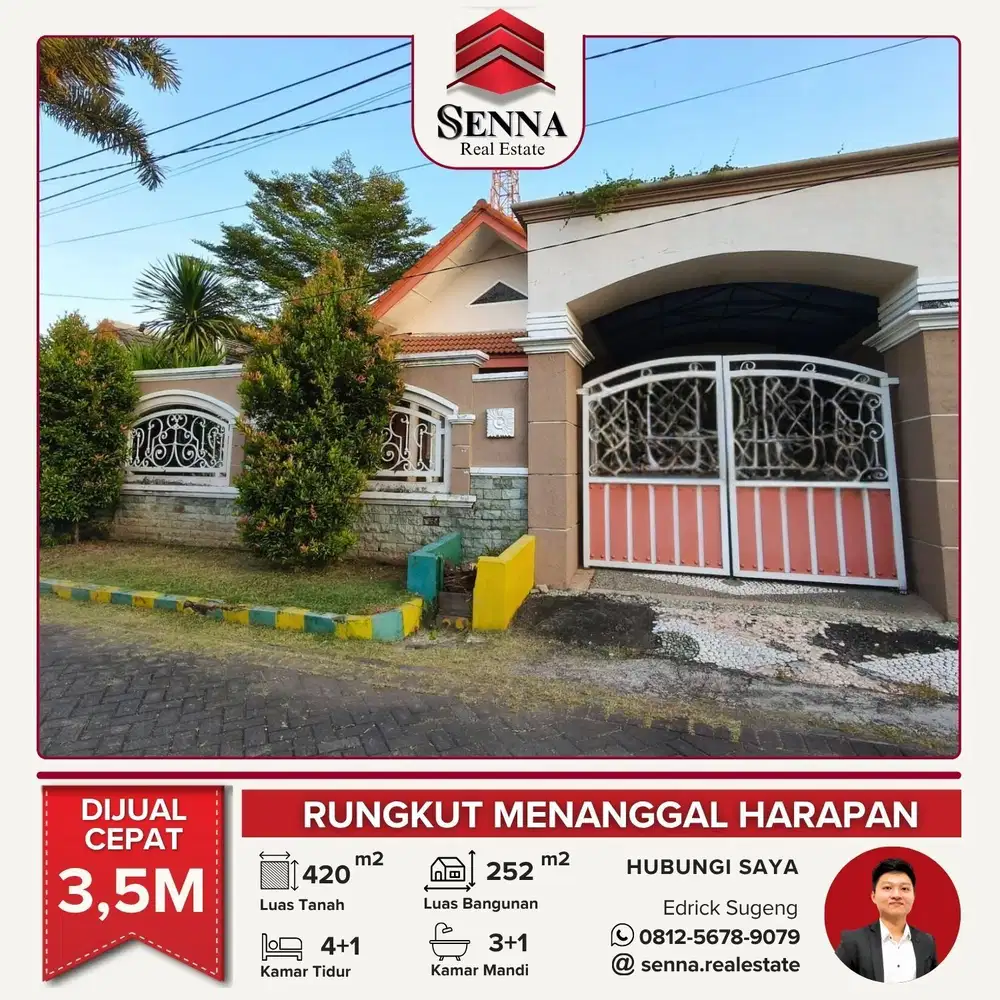 DIJUAL CEPAT BUTUH UANG RUMAH BAGUS RUNGKUT MENANGGAL HARAPAN