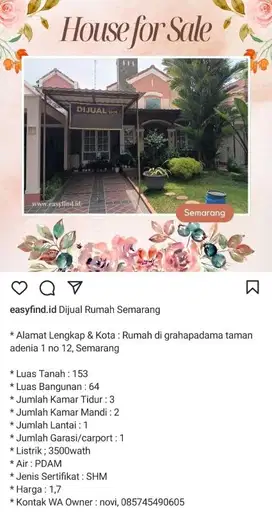 Dijual Rumah di Grafika Padma Semarang