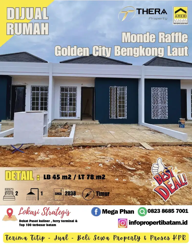 Dijual Rumah 1 lantai hadap timur di Monde Raffle