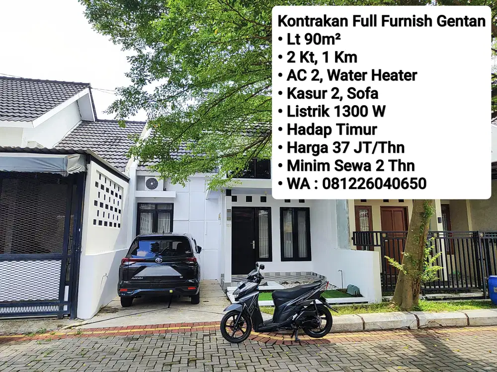 Sewa Rumah Area Gentan Minim 2 Tahun Full Furnish Siap Pakai