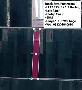Jual Tanah Siap Bangun Area Parangjoro 1.2 Hektar, Dekat Pasar Telukan