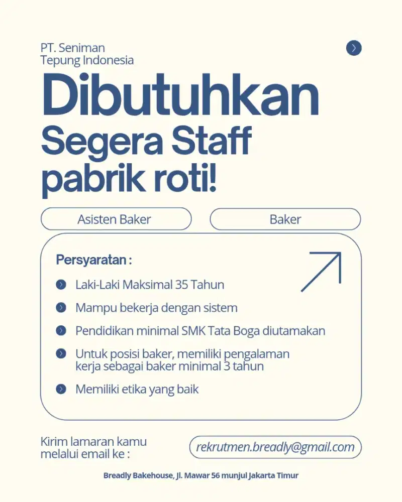Lowongan kerja Bakery