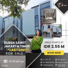 DUREN SAWIT JAKARTA TIMUR RUMAH MODERN LAST UNIT LOKASI TERDEPAN S453