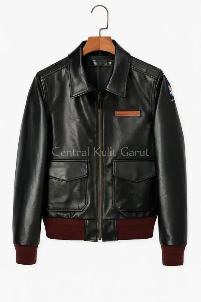 (Pree Order) Jaket Kulit Asli Bomber RIB - By Central Kulit Garut