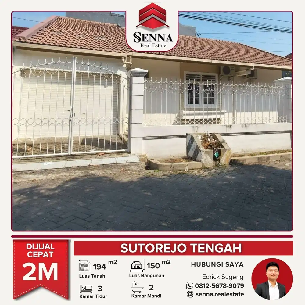 DIJUAL CEPAT BUTUH UANG RUMAH BAGUS SUTOREJO TENGAH